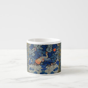 Taza De Espresso Patrón de grulla china vintage: azul imperial