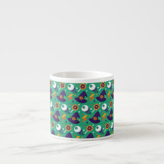 Taza De Espresso Patrón de Halloween con ojos y patrón verde