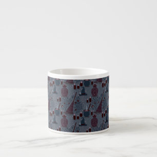 Taza De Espresso Patrón de Halloween embrujado a la luz de la luna