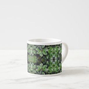 Taza De Espresso Patrón de Hoja de Árbol de Caucho