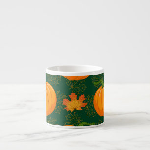 Taza De Espresso Patrón de hojas otoñales de calabaza naranja