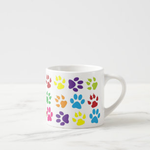 Taza De Espresso Patrón de huellas de patas de colores brillantes