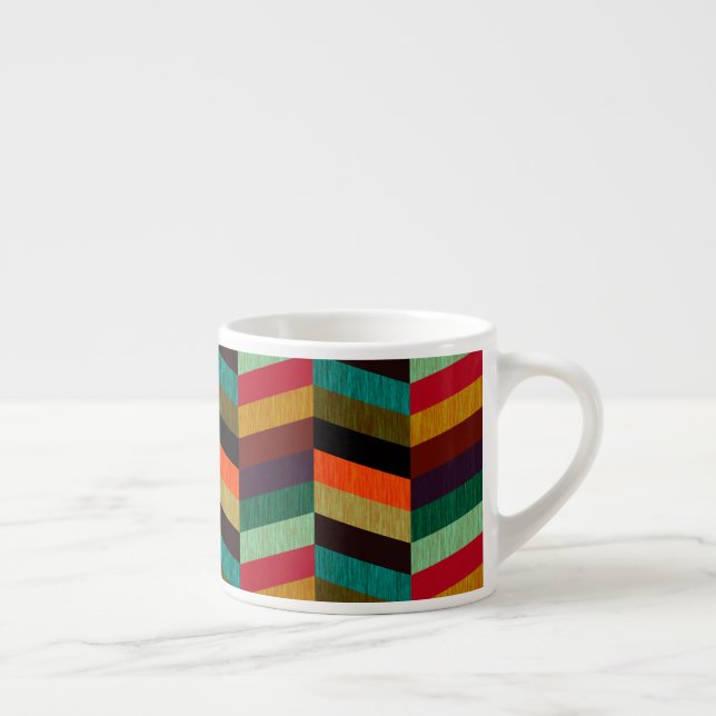Taza De Espresso Patrón de hueso de arenque multicolor (Derecha)