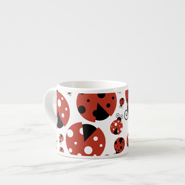 Taza De Espresso Patrón De Ladybugs, Cute Ladybugs, Red Ladybugs (Izquierda)