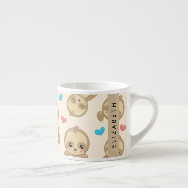Taza De Espresso Patrón De Lemas, Lemas Cutas, Corazones, Su Nombre (Derecha)