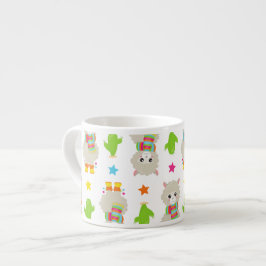 Taza De Espresso Patrón De Llamas, Llamas Cutas, Alpacas, Cactus