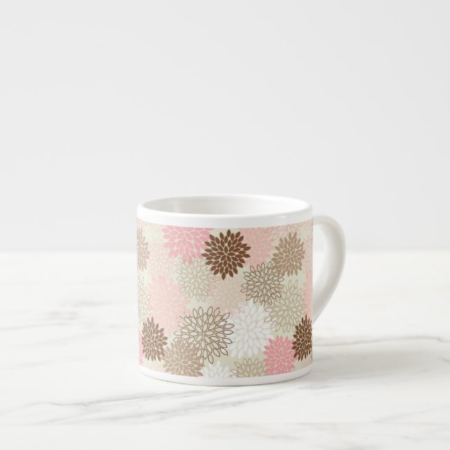 Taza De Espresso Patrón De Mamá Rosa Y Marrón (Derecha)