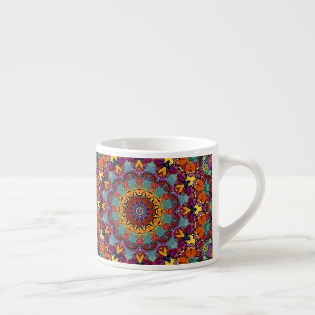 Taza De Espresso Patrón de Mandala de Caleidoscopio Fractal-64351 (Derecha)