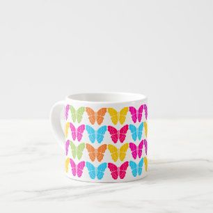 Taza De Espresso Patrón de mariposa de arco iris brillante