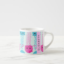 Taza De Espresso Patrón de medusas, medusa cúrcuta, mar, nombre