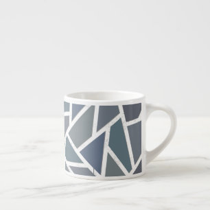 Taza De Espresso Patrón de mosaico azul-gris