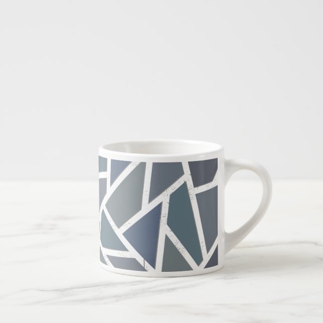 Taza De Espresso Patrón de mosaico azul-gris (Derecha)