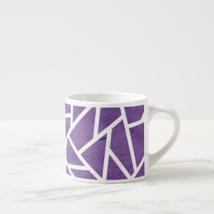Taza De Espresso Patrón de mosaico morado y blanco