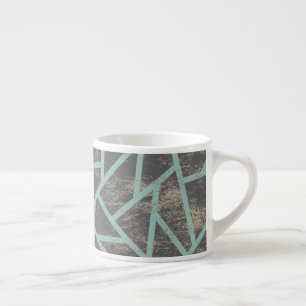 Taza De Espresso Patrón de mosaico verde pálido y gris