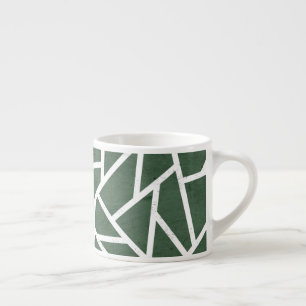 Taza De Espresso Patrón de mosaico verde y blanco
