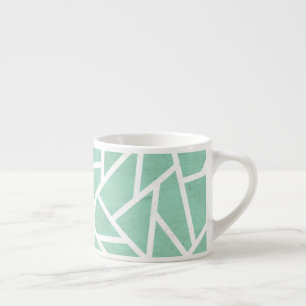 Taza De Espresso Patrón de mosaico verde y blanco de la pintura