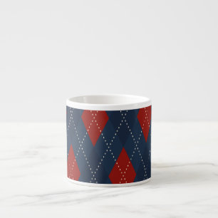 Taza De Espresso Patrón de Navidades Royal Blue Argyle