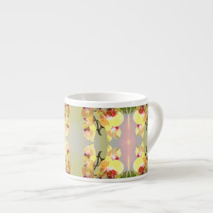 Taza De Espresso Patrón de Orquídeas Amarillas