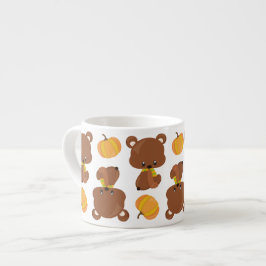 Taza De Espresso Patrón De Osos, Osos Cubiertos, Caída, Calabazas