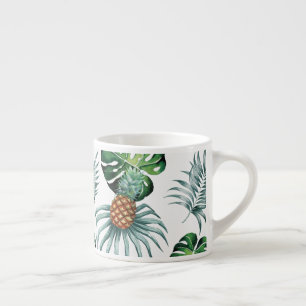 Taza De Espresso Patrón de palma de jungla de acuarela tropical de 