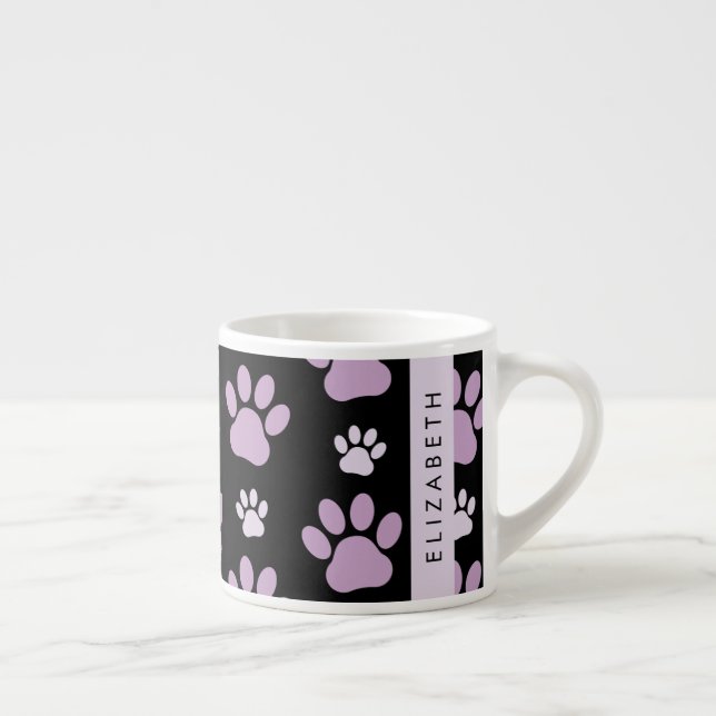 Taza De Espresso Patrón De Patas, Patas De Lilac, Perros, Tu Nombre (Derecha)