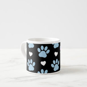 Taza De Espresso Patrón De Patas, Perros, Patas Azules, Corazones B