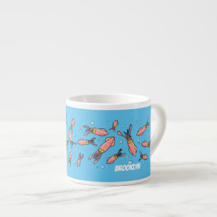 Taza De Espresso Patrón de personalizado de calamar rosa gracioso