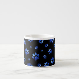 Taza De Espresso Patrón de pezuña de perro purpurina azul