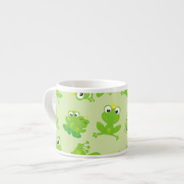 Taza De Espresso Patrón de rana, ranas cortas, ranas verdes, prínci