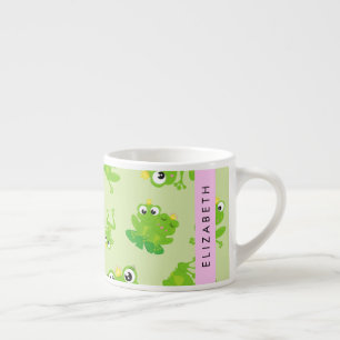 Taza De Espresso Patrón de rana, ranas verdes, príncipe de rana, tu