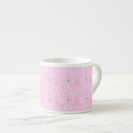 Taza De Espresso Patrón de raqueta de tenis rosado