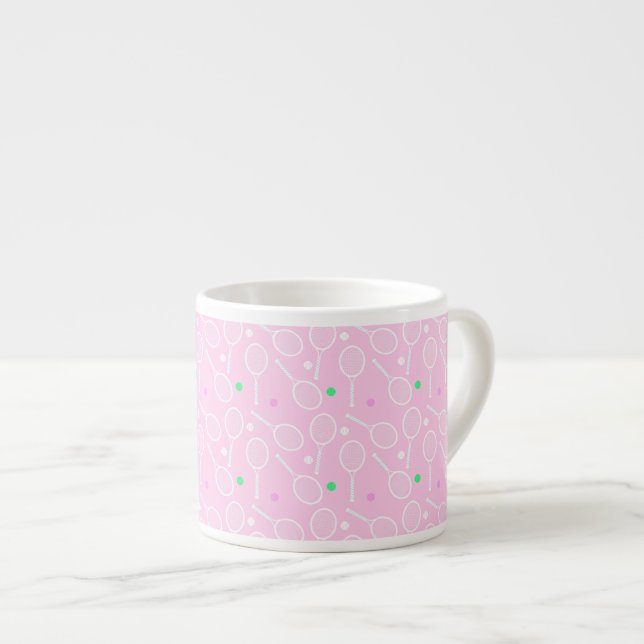 Taza De Espresso Patrón de raqueta de tenis rosado (Derecha)