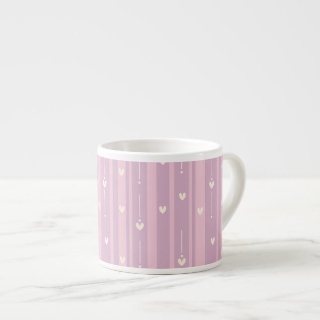 Taza De Espresso Patrón de rayas de corazón sonrojado (Derecha)