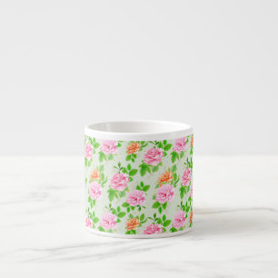 Taza De Espresso Patrón de Rosas Rosadas Florales