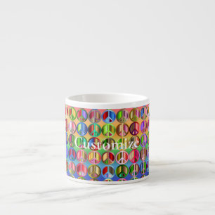 Taza De Espresso Patrón de símbolos de paz multicolor Thunder_Cove