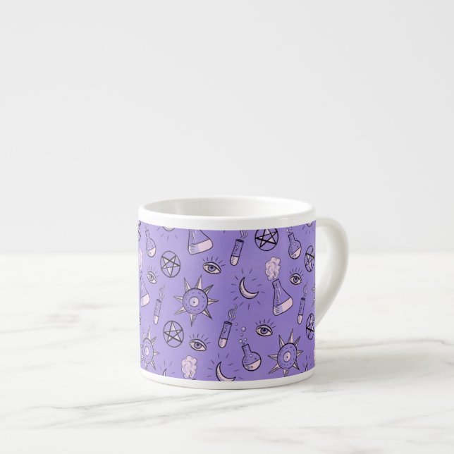 Taza De Espresso Patrón de símbolos ocultas de brujería - místico m (Derecha)
