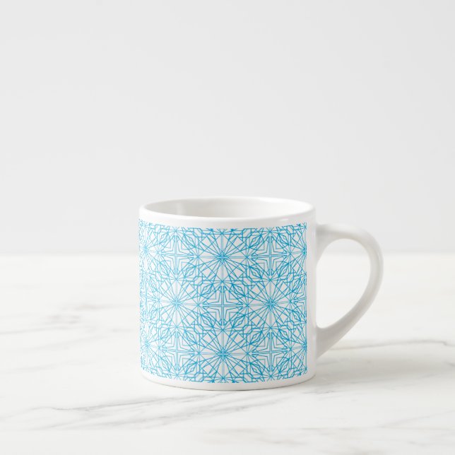 Taza De Espresso Patrón de simetría geométrica azul claro brillante (Derecha)