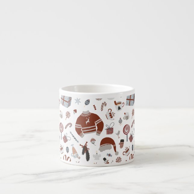 Taza De Espresso Patrón de suéter de Navidades retro (Frente)