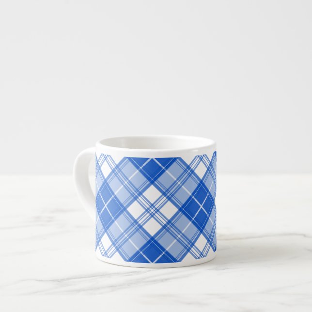 Taza De Espresso Patrón de tartán blanco oscuro yxm0uat9 diagonal (Izquierda)