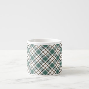 Taza De Espresso patrón de tartán verde claro a cuadros