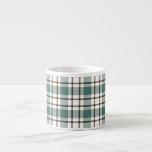 Taza De Espresso patrón de tartán verde claro a cuadros