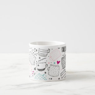 Taza De Espresso Patrón de trapo dibujado a mano, diseño impecable.