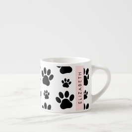 Taza De Espresso Patrón de traza, garras de perro, negro y blanco,