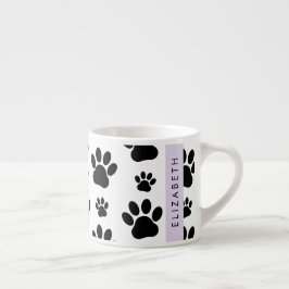 Taza De Espresso Patrón de traza, garras de perro, negro y blanco, 
