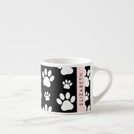 Taza De Espresso Patrón de traza, garras de perro, negro y blanco, 