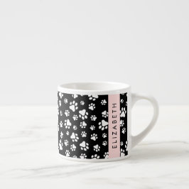 Taza De Espresso Patrón de traza, garras de perro, negro y blanco,
