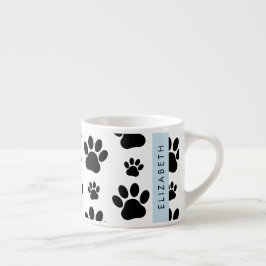 Taza De Espresso Patrón de traza, garras de perro, negro y blanco, 