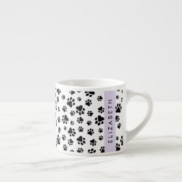 Taza De Espresso Patrón de traza, garras de perro, negro y blanco,