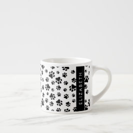 Taza De Espresso Patrón de traza, garras de perro, negro y blanco,