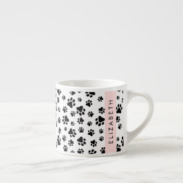 Taza De Espresso Patrón de traza, garras de perro, negro y blanco,